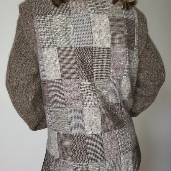 Vintage Irish Wool Patchwork Sweater Coat - Picture 8 of 8